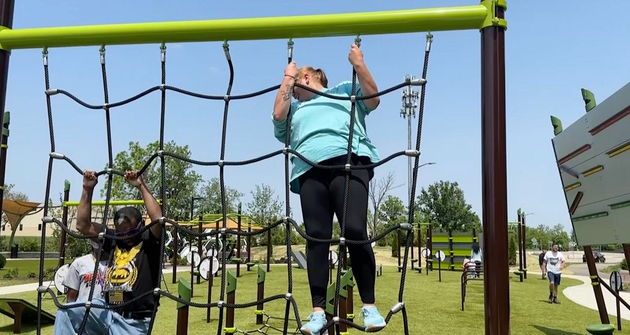Playground built for parents, adults up and running